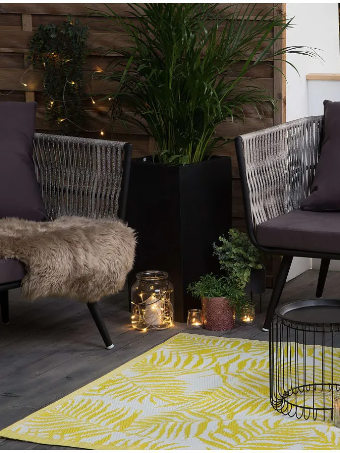 Outdoorteppich KOTA in Gelb/Weiß - (W) 120 x (H) 0.5 x (L) 180 cm