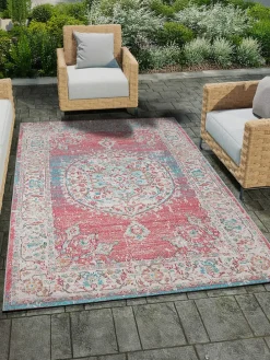 Outdoor-Teppich "Maggio" in Rot/ Hellblau