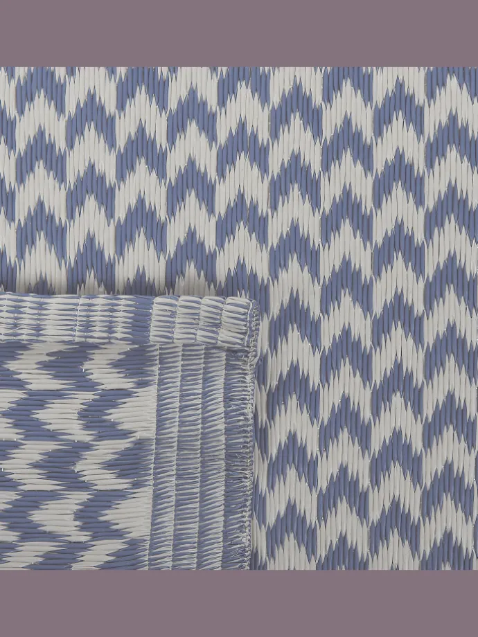 Outdoorteppich MANGO in Blau/Weiß - (W) 60 x (H) 0.5 x (L) 90 cm