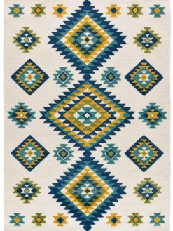 Outdoor-Teppich "Mila" in Creme/ Blau