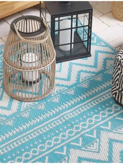 Outdoorteppich NAGPUR in Blau/Weiß - (W) 120 x (H) 0.5 x (L) 180 cm