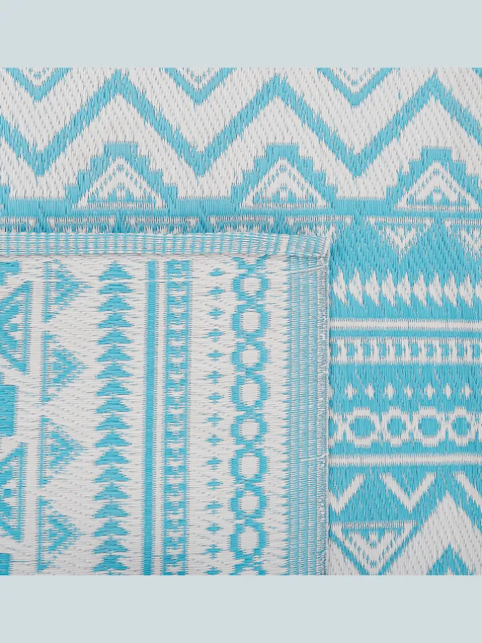 Outdoorteppich NAGPUR in Blau/Weiß - (W) 120 x (H) 0.5 x (L) 180 cm