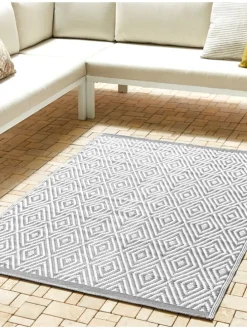 Outdoorteppich SIKAR in Grau/Weiß - (W) 120 x (H) 0.5 x (L) 180 cm