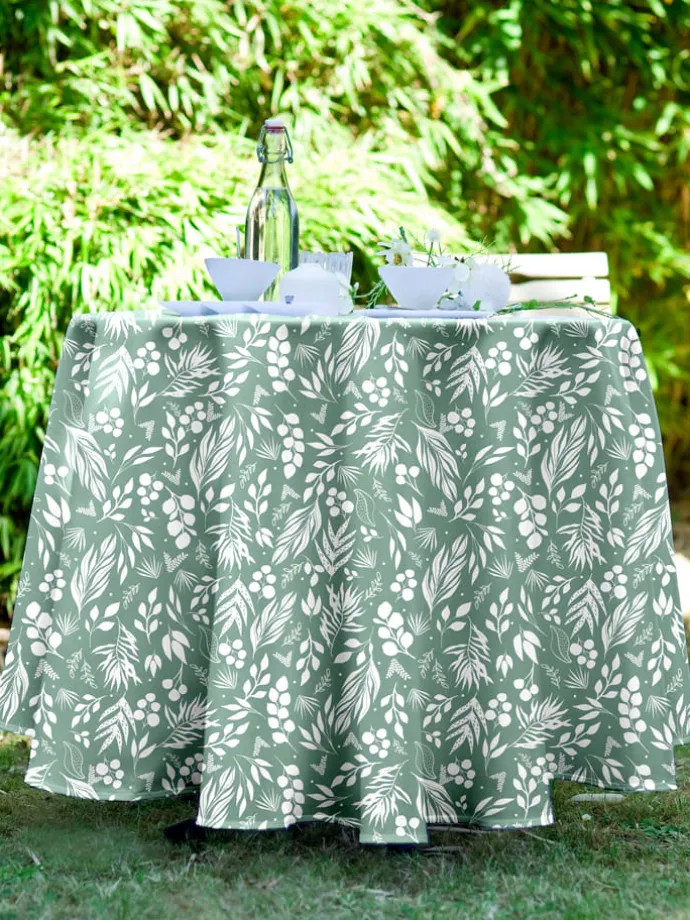 Outdoor-Tischdecke ''Erbario'' in Grün/ Weiß
