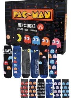 Pac-Man Socken Adventskalender mit 12 Paar Socken kurz und lang in Mehrfarbig