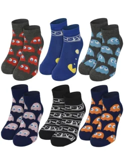 Pac-Man Socken Adventskalender mit 12 Paar Socken kurz und lang in Mehrfarbig