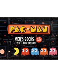 Pac-Man Socken Adventskalender mit 12 Paar Socken kurz und lang in Mehrfarbig