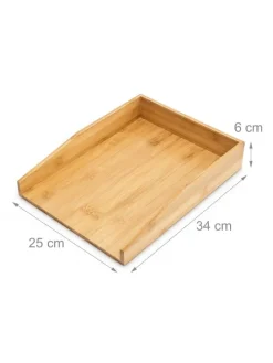 Papierablage in Natur - (B)25 x (H)6 x (T)34 cm