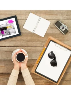 Papierablage in Natur - (B)25 x (H)6 x (T)34 cm