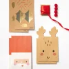 Papiertüten-Bastelset "Santa & Deer" in Beige/ Rot