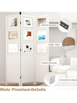 Paravent 170 x 121cm in Weiß