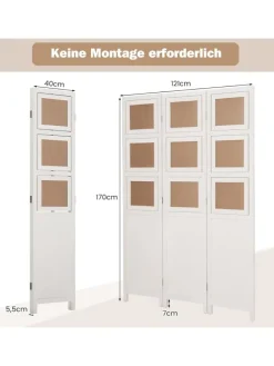 Paravent 170 x 121cm in Weiß