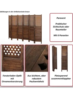 Paravent A84 mit Ornamente, Braun