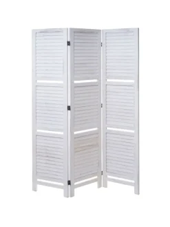 Paravent Aberdeen mit Regalböden, Weiß/weiß