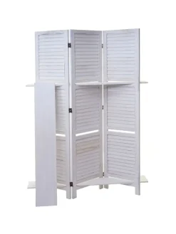 Paravent Aberdeen mit Regalböden, Weiß/weiß