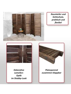 Paravent C30 im Shabby-Look, Weiß