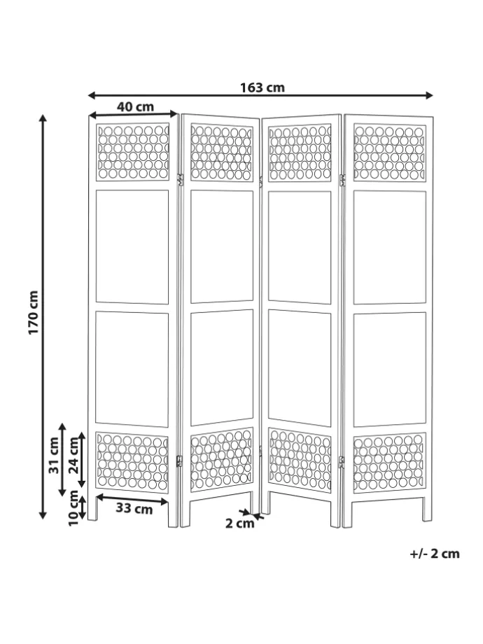 Paravent CERTOSA in Braun - (W) 163 x (H) 170 x (L) 2 cm