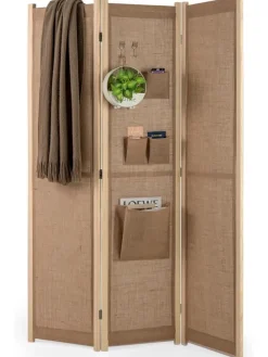Paravent 170cm 3 tlg. Trennwand in Beige