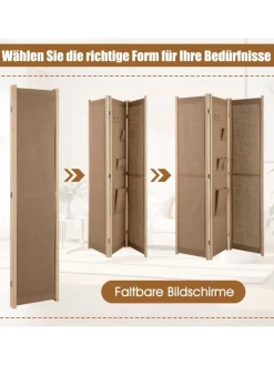 Paravent 170cm 3 tlg. Trennwand in Beige