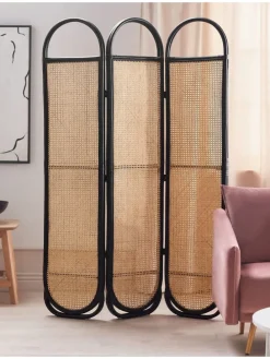 Paravent CORTONA in /Braun/Schwarz - (W) 118 x (H) 180 x (L) 3 cm