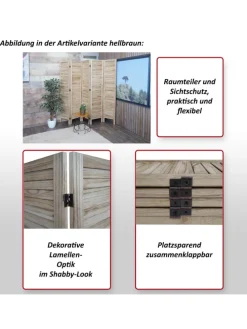 Paravent G30 im Shabby-Look, Weiß