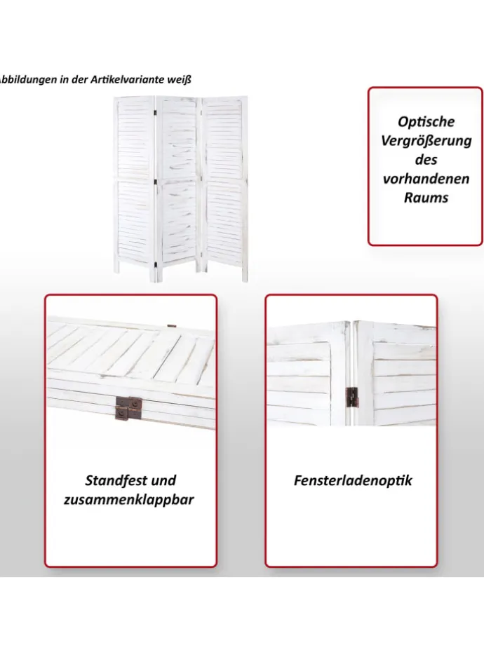 Paravent G30, Shabby-Look, Anthrazit