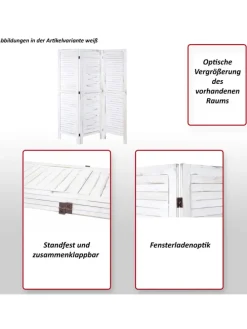 Paravent G30, Shabby-Look, Braun