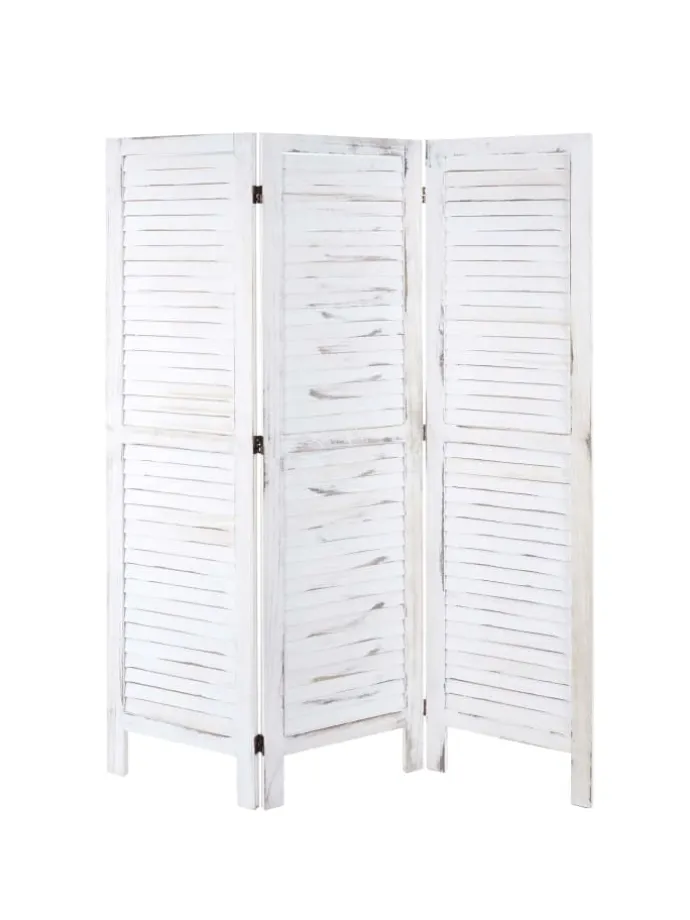 Paravent G30, Shabby-Look, Weiß