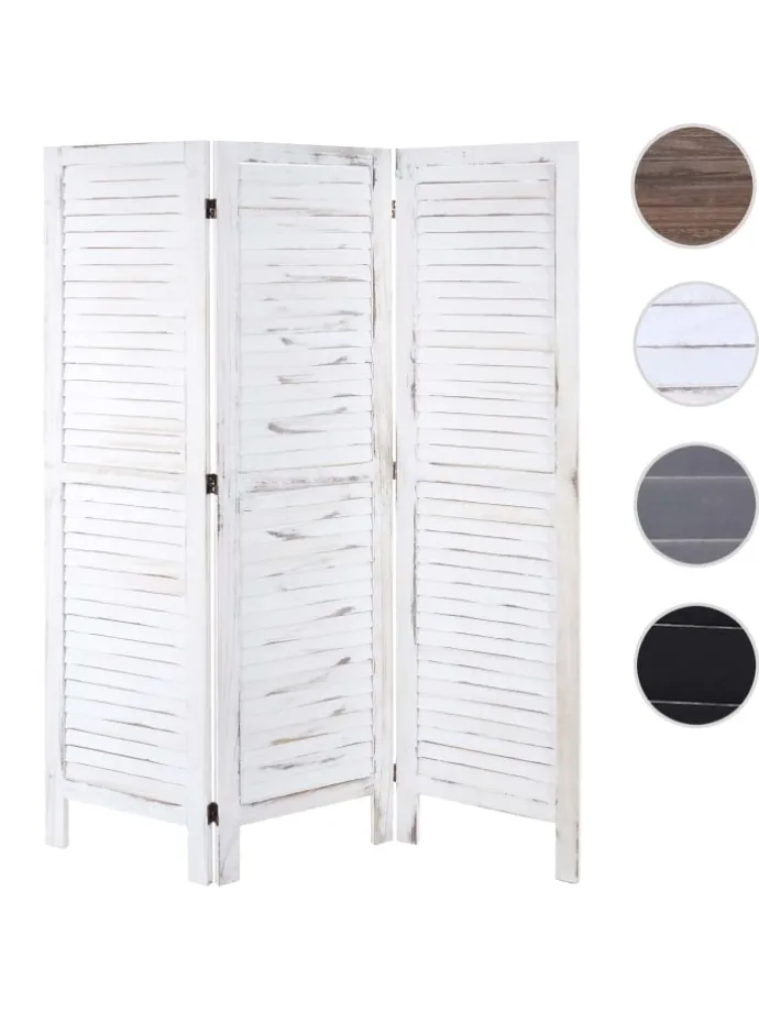Paravent G30, Shabby-Look, Weiß
