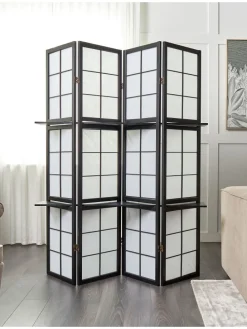 Paravent GOMAGOI in Schwarz - (W) 120 x (H) 170 x (L) 2 cm