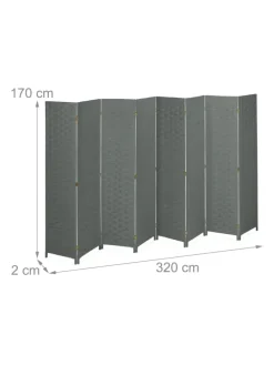 Paravent in Grau - (B)320 x (H)170cm