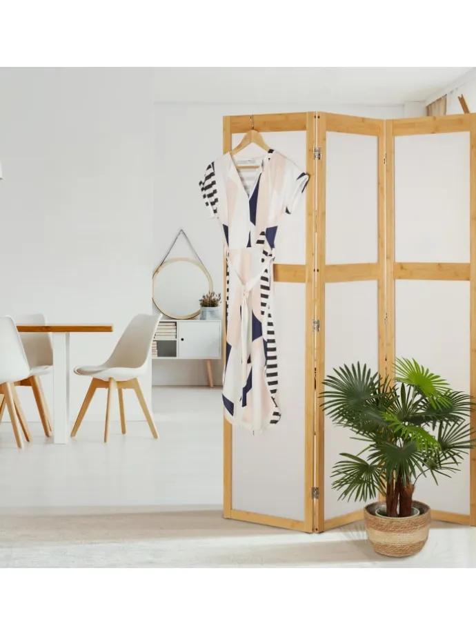 Paravent in Natur/ Weiß - (B)135,5 x (H)168 cm