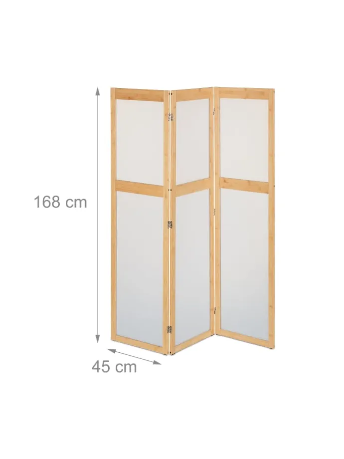 Paravent in Natur/ Weiß - (B)135,5 x (H)168 cm