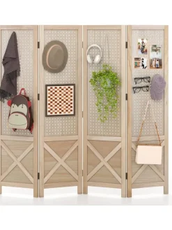 Paravent mit Stecktafel in Hellbraun