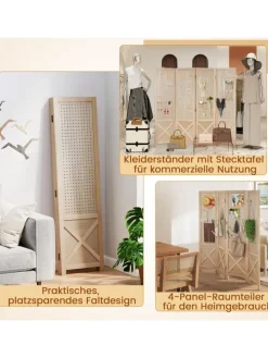 Paravent mit Stecktafel in Hellbraun