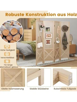 Paravent mit Stecktafel in Hellbraun