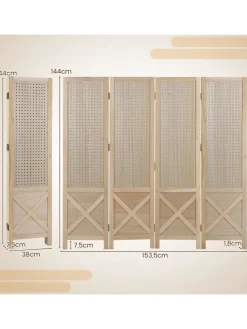Paravent mit Stecktafel in Hellbraun