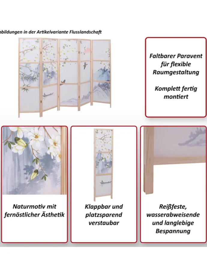 Paravent O70, Naturmotive 170x227cm, Blumen