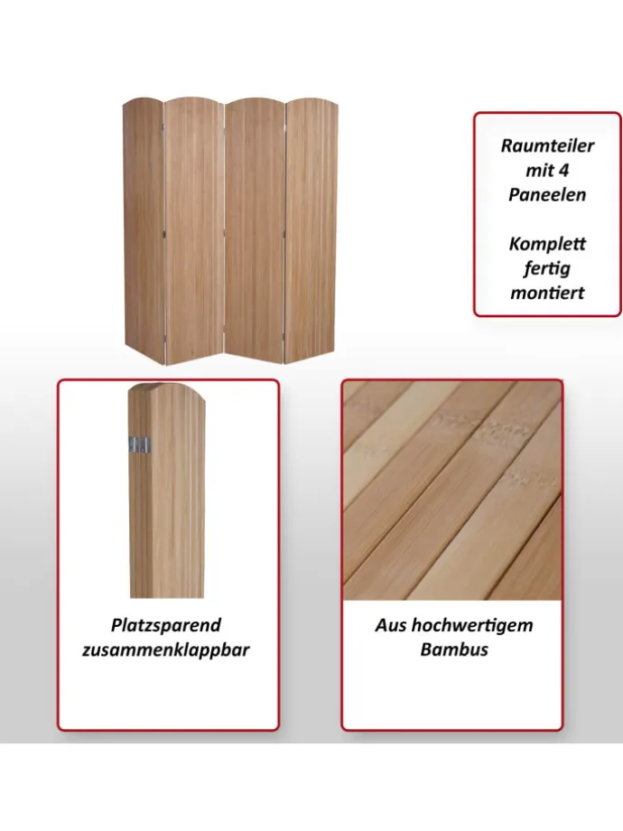 Paravent O30 zusammenklappbar 4 Paneele 170x162cm