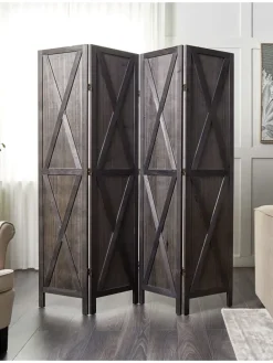 Paravent RIDANNA in Braun - (W) 163 x (H) 170 x (L) 2 cm