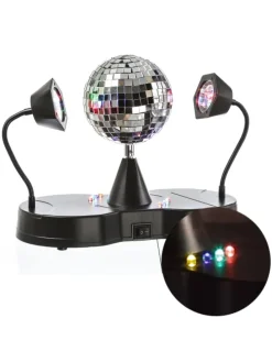 Party Disco Effekt Spiegelkugel mit 2 Schwanenhals Spots H: 22cm in bunt