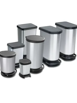 Paso Mülleimer 40l mit Pedal und Deckel in Cremeweiß metallic