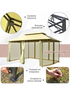 Pavillon Metall 3x4m in Beige