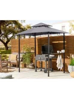 Pavillon NARO in Grau/Schwarz - (W) 240 x (H) 245 x (L) 148 cm