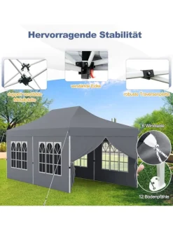 Pavillon 3x6m in Grau