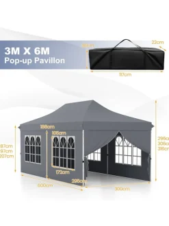 Pavillon 3x6m in Grau
