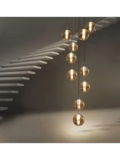 Pendelleuchte 10-flammige G9 in rauchgrau Glas und Kristall L41cm x H215cm