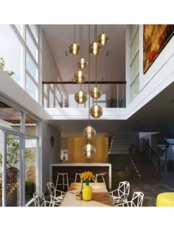 Pendelleuchte 10-flammige G9 in rauchgrau Glas und Kristall L41cm x H215cm