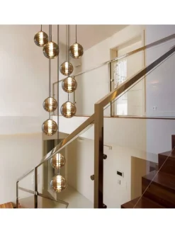 Pendelleuchte 10-flammige G9 in rauchgrau Glas und Kristall L41cm x H215cm