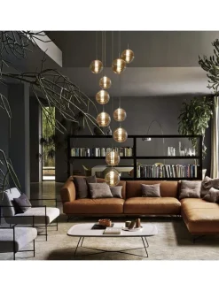 Pendelleuchte 10-flammige G9 in rauchgrau Glas und Kristall L41cm x H215cm